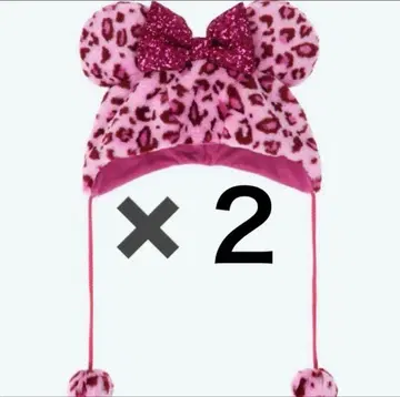 디즈니 팬 캡 레오파드 무늬 핑크