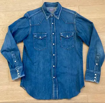 [ 희소 뒷면 자수 ] 할리우드 런치마켓 Blue Blue 데님 셔츠