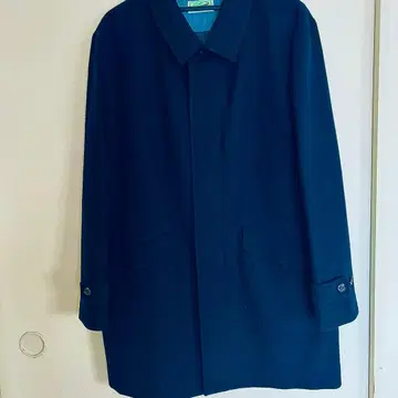 네이비 스텐카라 코트 울 혼방