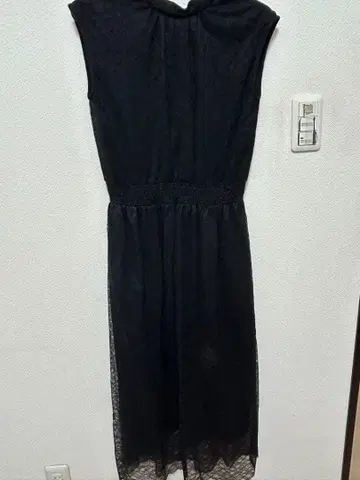 블랙 레이스 슬리브리스 롱 원피스