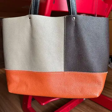 소가죽 토트백 스트라이프 파우치 포함