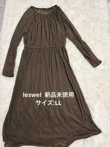 leswel 롱 플리츠 원피스 LL 브라운 코게차