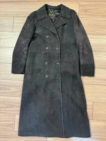 블랙 가죽 롱 코트 빈티지