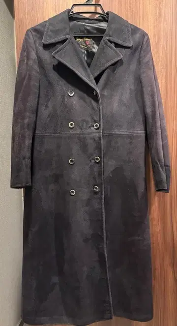 블랙 가죽 롱 코트 빈티지