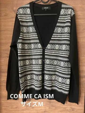 COMME CA ISM 노르딕 무늬 가디건 M