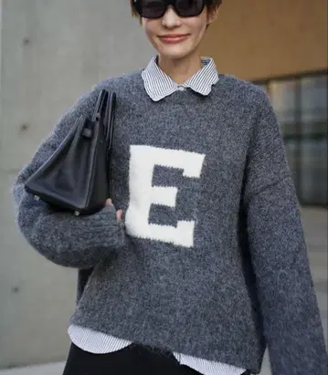 ELLIE 핸드메이드 로고 니트 [ GRAY ]