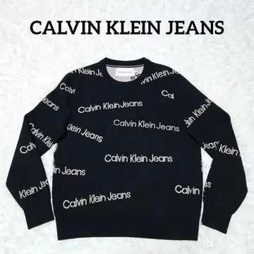 Calvin Klein Jeans 로고 자수 총 패턴 니트 블랙 M