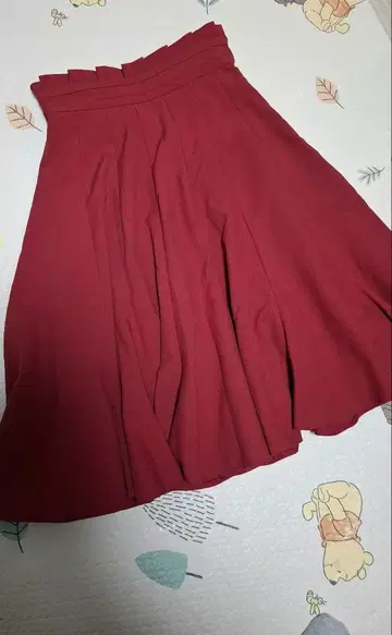 새상품 스윙 짙은 핑크색 플레어 스커트 허리 타크