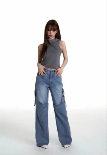 andwang 사이드 포인트 데님 팬츠 M 사이즈