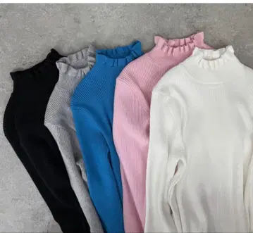 5colors 프릴 넥 리브 니트 loulou ohga 스타일