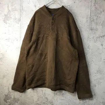 B1453 구제 의류 트레이닝복 맨투맨 하프 버튼 브라운 90s Y2K