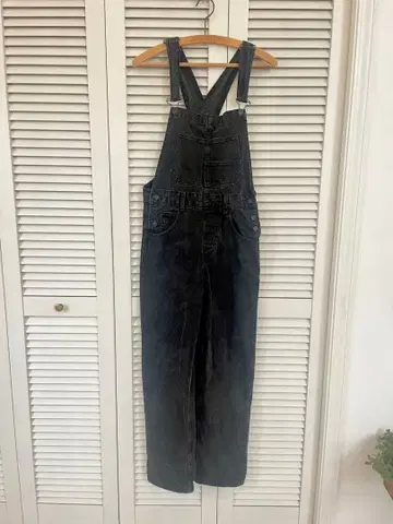 Free People Ziggy 데님 살로펫 XS 블랙 오버롤