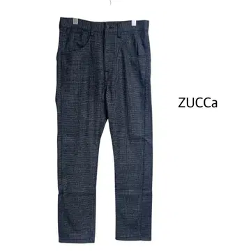 미사용 택 포함 ZUCCa 울 나일론 체크 팬츠 그레이 M 사루엘