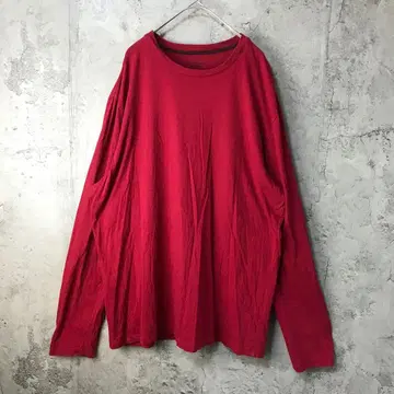 B1455 구제 의류 롱 T셔츠 빨간색 무지 90s Y2K
