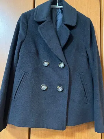 네이비 더블 브레스트 울 코트 M 사이즈