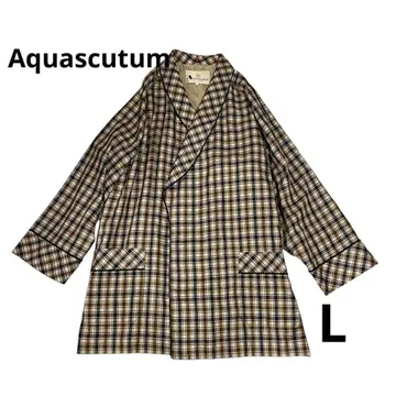 새상품급 아쿠아 스큐텀 가운 코트 코튼 소재 체크 L
