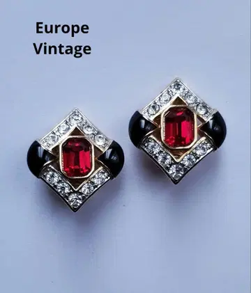 Europe Vintage 빈티지 빨간색&블랙 귀찌 주얼리