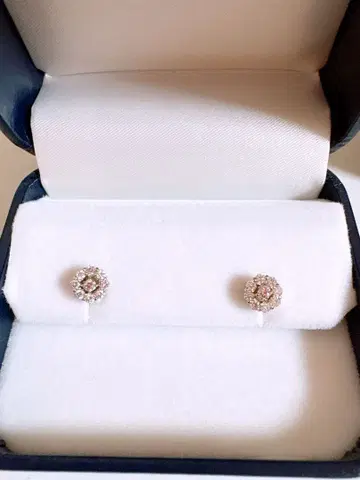 핑크 다이아몬드 플라워 귀걸이