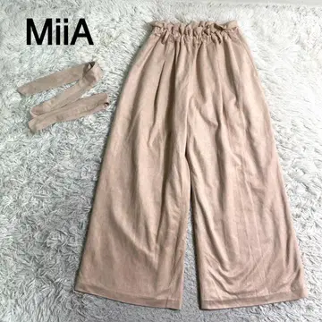MiiA 핑크 컬러 허리끈 포함 와이드 팬츠