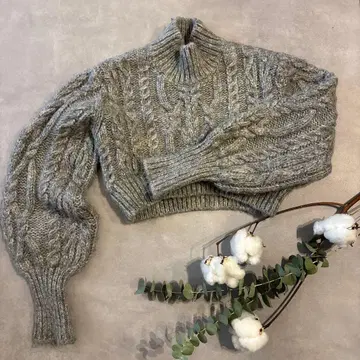 ZARA 그레이 케이블 니트 스웨터 M