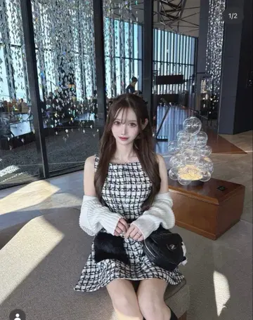 Lumignon 트위드 포켓 퍼 드레스