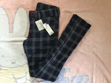 네이비와 그레이 체크 무늬 스키니 팬츠 S