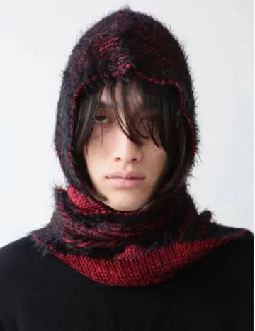 ORIMI 머플러 후드 부착 니트 스카프 빨검