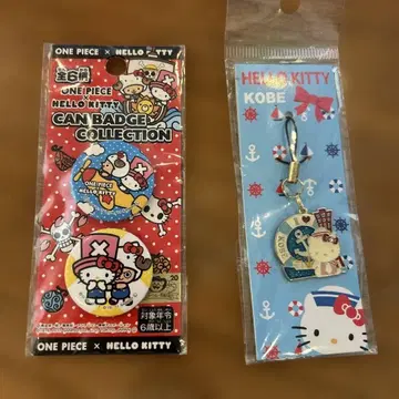 [미사용 새상품] 헬로키티x초파 캔 배지 키티 스트랩 고베