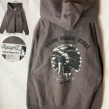 굿 디자인 구제 의류 빅 스컬 인디언 프린트 후드 맨투맨 L 사이즈