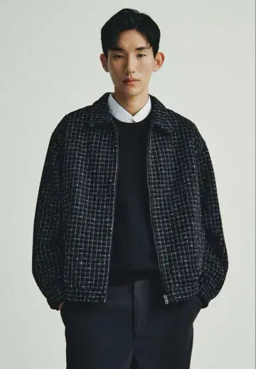 H&M 네오 트위드 해링턴 블루종 사이즈 S