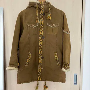 카키 브라운 에스닉 코트