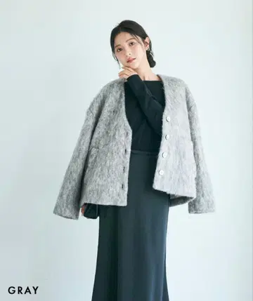 [ HARUKA DESIGN ] V넥 모헤어 샤기 자켓