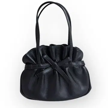 키타무라 핸드백 미니 블랙 리본 심플 가마구치