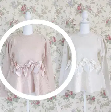 라스트 1장 시마무라 리본 데코레이션 페플럼 니트 melume maki