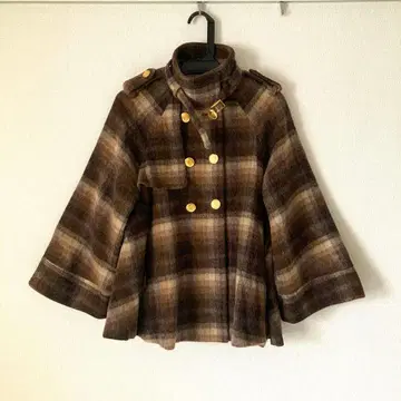 [ 새상품급/풀림 있음 ] ROSE BUD 체크 무늬 판초 케이프 코트