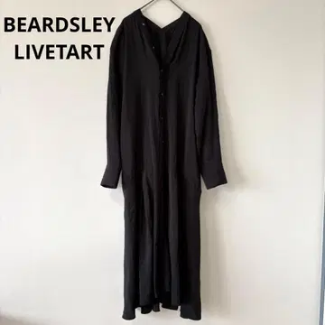새상품급 비어즐리 LIVETART 칼라리스 셔츠 원피스 블랙