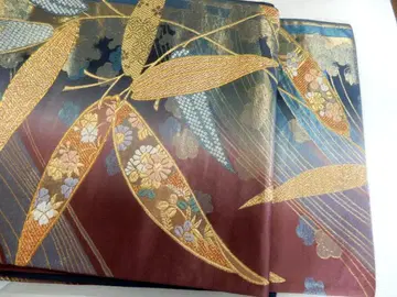 순수 실크 럭셔리 금채 후쿠로 오비