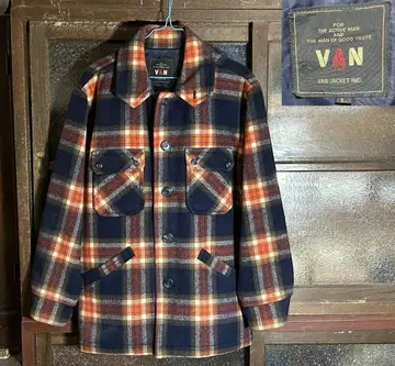 VAN 체크 무늬 셔츠 자켓 빈티지 코트 울