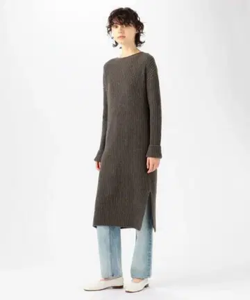 새상품급 갤러리 바이 고급 울 캐시미어 리브 보트넥 니트 원피스