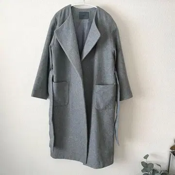 Spick & Span 노카라 로브 코트 그레이