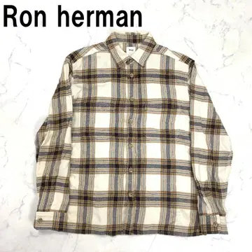 A7448 론 헤르만 긴팔 셔츠 면 체크 베이지 브라운 M