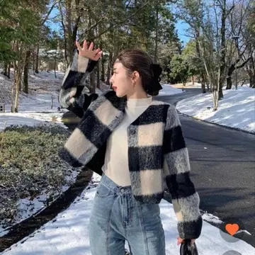 nugu 체크 크롭 자켓 미사용 새상품