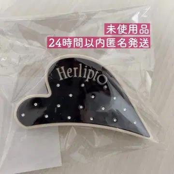 바이컬러 하트 트윙클 헤어 클립 - 블랙