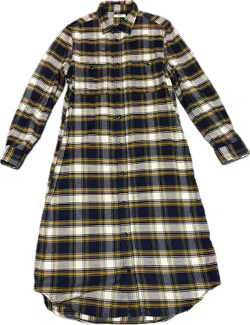 ichi 롱 체크 셔츠 원피스