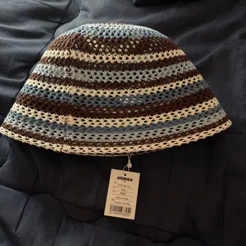 atmos 버킷햇 파랑 브라운 화이트 스트라이프 프리 사이즈