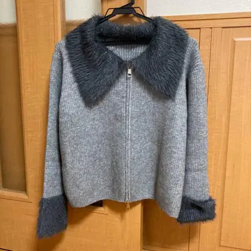 인조 모피 니트 블루종 가디건