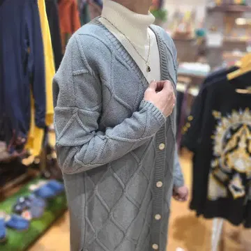 그레이 다이아몬드 편직 가디건