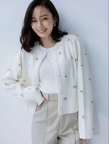 anuans 비쥬 니트 자켓 화이트