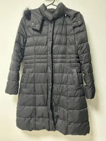 다운 코트 후드 퍼 포함 블랙 사이즈 1