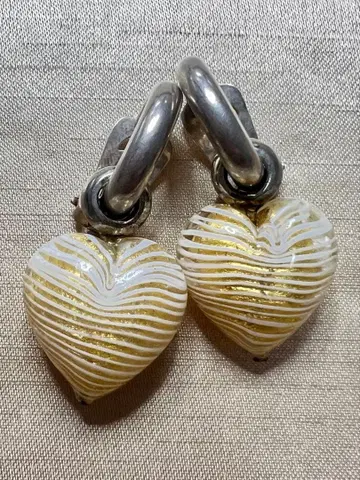 ITALY 제 베네치아 유리 하트 디자인 2way 귀찌